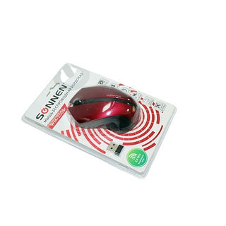 Мышь беспроводная Соннен WM-250Br,3 кнопки+1колесо-кнопка,бордовая 512641